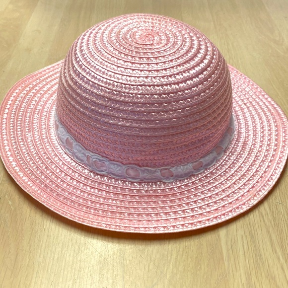 Vintage R.O.C. Toddler Girl 12-24 Months Pink Straw With White Lace/Pink Ribbon - Picture 2 of 5